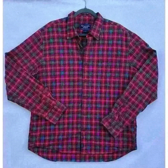 Abercrombie & Fitch Other - VTG Abercrombie & Fitch Cotton Shirt Mens Size Large (L) Red Plaid Long Sleeves